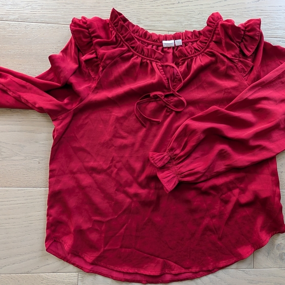 GAP Red Ruffle Blouse - Picture 2 of 8